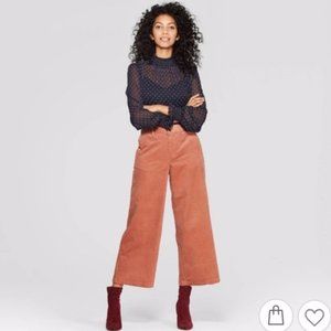 Rust Corduroy Wide Leg High Waist Pants